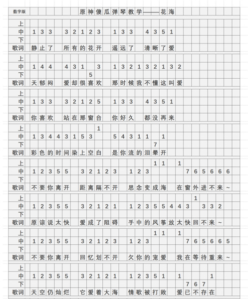 原神琴谱手机版海底图片