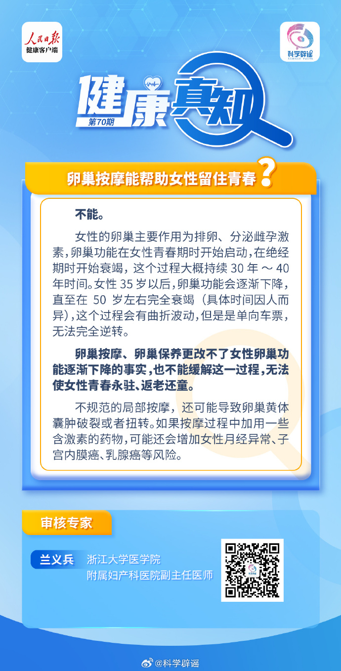 网络谣言每日辟谣（2024.9.2：卵巢按摩能帮助女性留住青春吗）