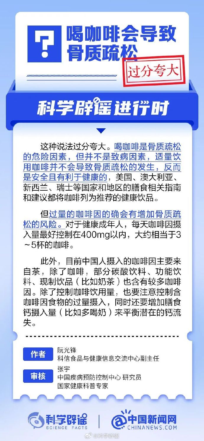 网络谣言每日辟谣（2025.1.11：喝咖啡会导致骨质疏松吗）