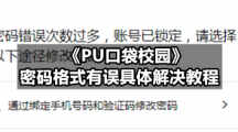 《PU口袋校园》密码格式有误具体解决教程